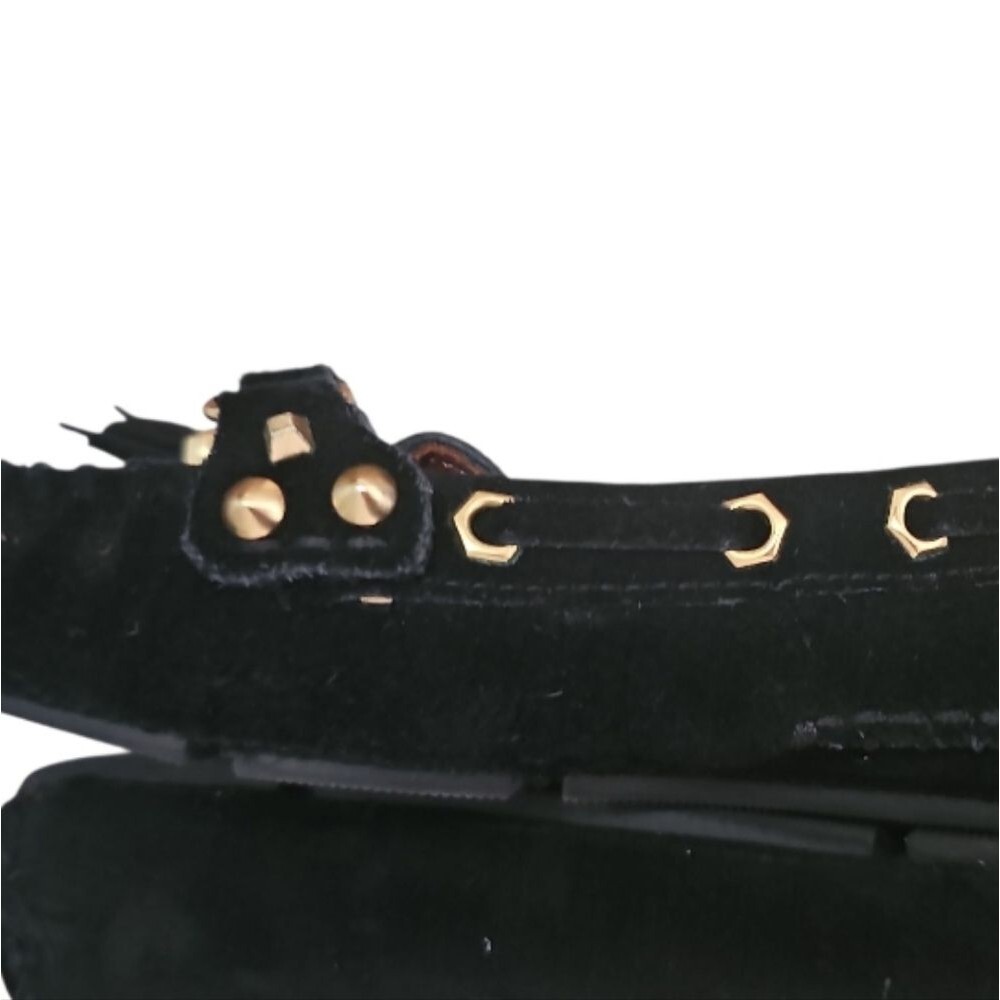 Sam Edelman Jalen Studded Suede Moccasins 6.5 Black Gold Tassel Detail Slip On - Picture 6 of 12